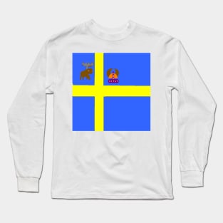 Sporty Swedish Design on White Background Long Sleeve T-Shirt